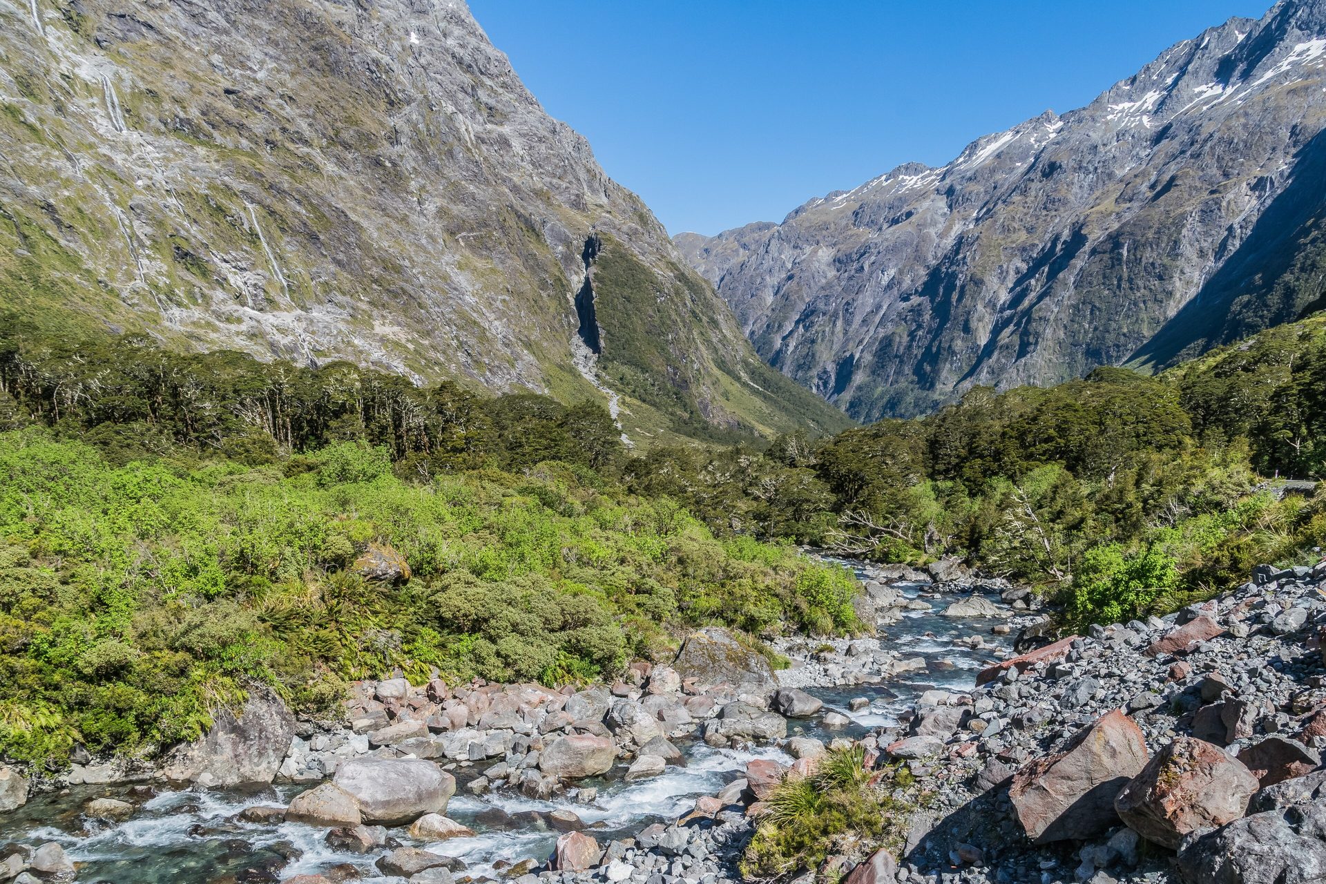 Fiordland's peaks and waterfalls