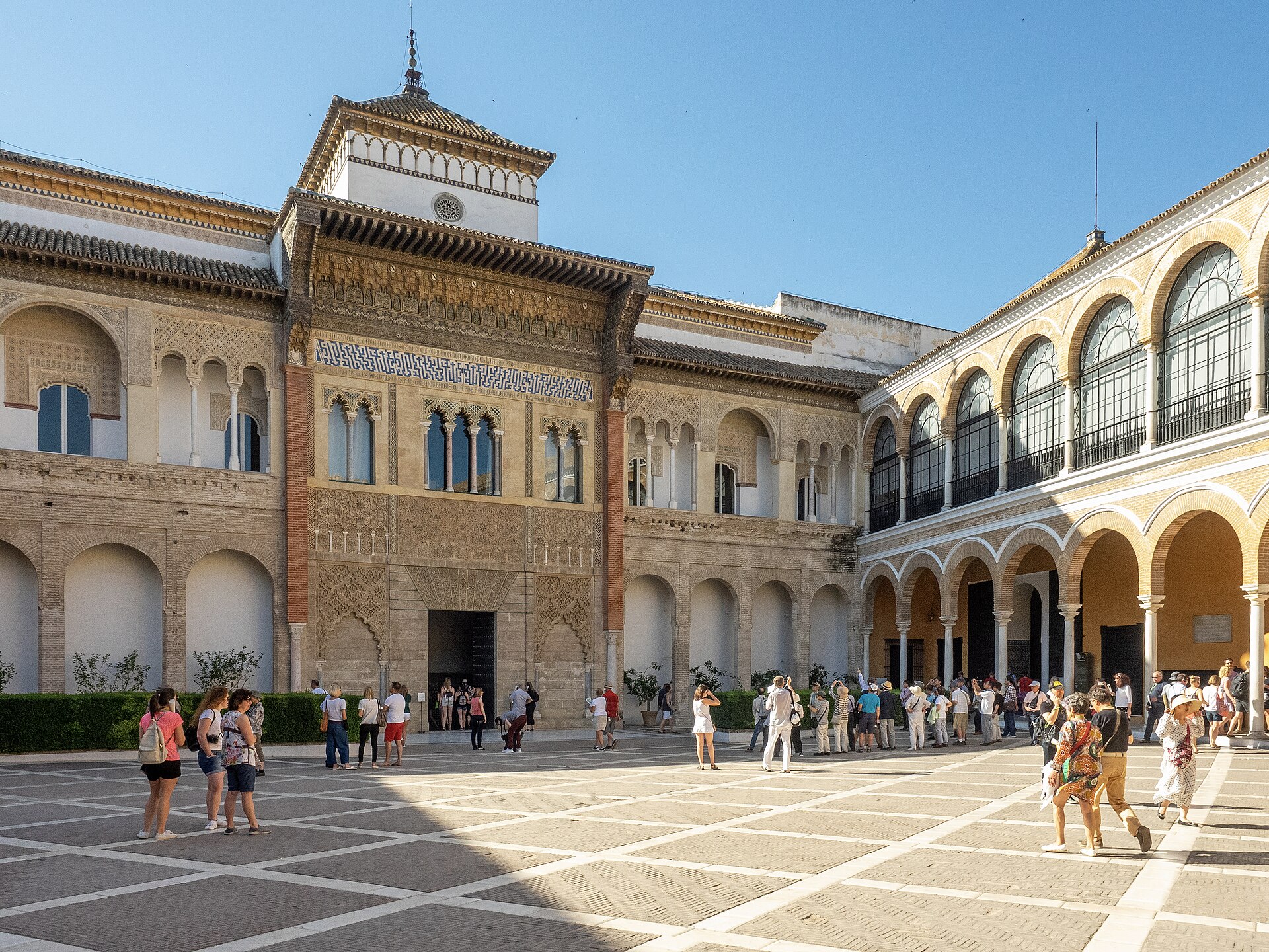 The Alcázar of Seville's ornate courtyard and arches