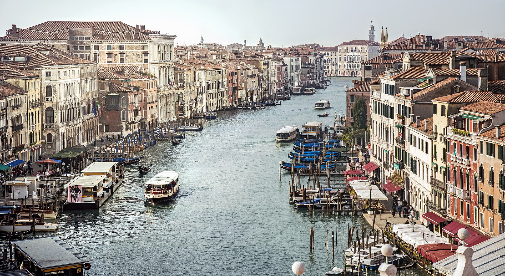 Gondolas on the Grand Canal in Venice